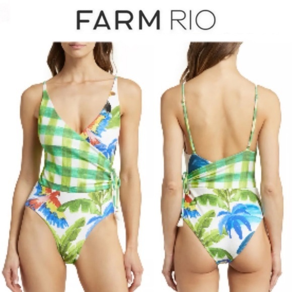 FARM Rio Other - FARM Rio Tropical Fresh Faux Wrap One-Piece Swimsuit sz XS 195$